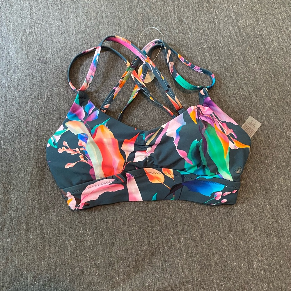 XS NWT CALIA Teal Floral Bikini Top